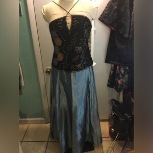 Teal formal skirt and beaded top